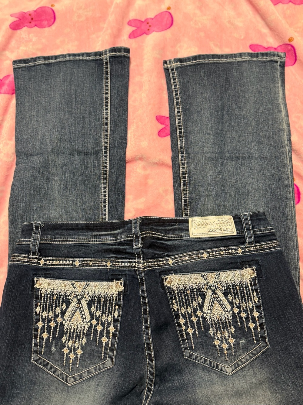 Grace in LA Embellished Dark Blue Bootcut Jeans